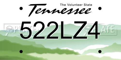 522LZ4 Tennessee License Plate