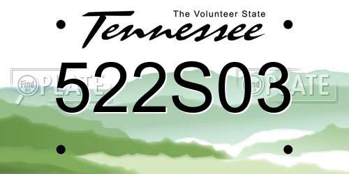 522S03 Tennessee License Plate