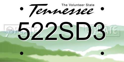 522SD3 Tennessee License Plate
