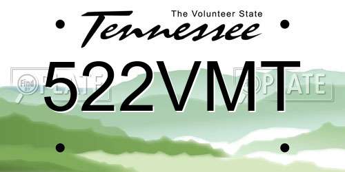 522VMT Tennessee License Plate