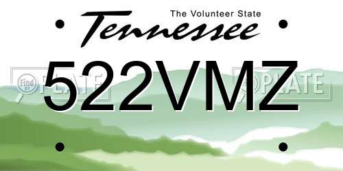522VMZ Tennessee License Plate