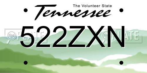 522ZXN Tennessee License Plate