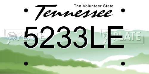 5233LE Tennessee License Plate