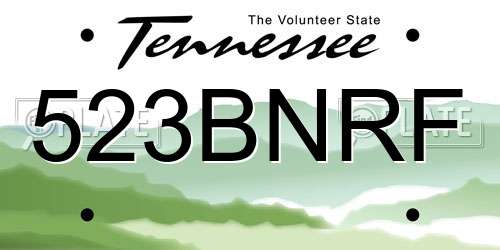 523BNRF Tennessee License Plate