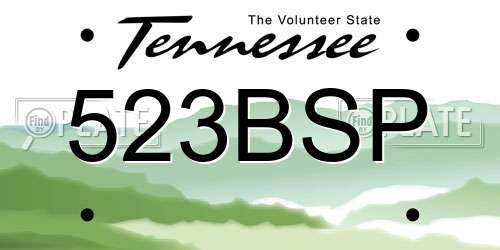 523BSP Tennessee License Plate