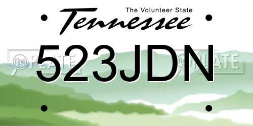 523JDN Tennessee License Plate