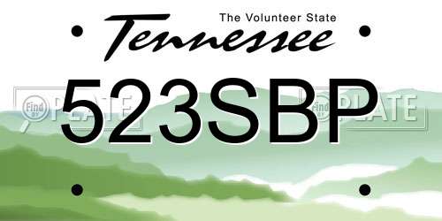 523SBP Tennessee License Plate