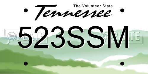 523SSM Tennessee License Plate