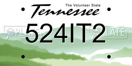 524IT2 Tennessee License Plate