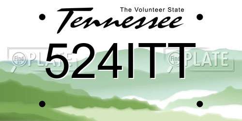 524ITT Tennessee License Plate