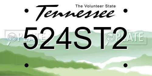 524ST2 Tennessee License Plate