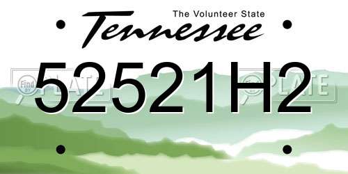 52521H2 Tennessee License Plate