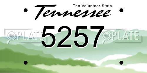 5257 Tennessee License Plate