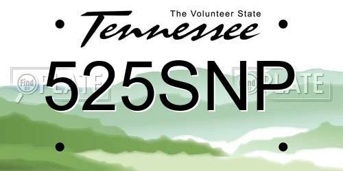 525SNP Tennessee License Plate