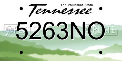 5263NO Tennessee License Plate