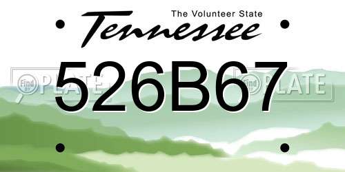 526B67 Tennessee License Plate