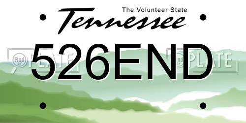 526END Tennessee License Plate