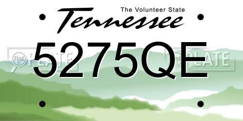 5275QE Tennessee License Plate