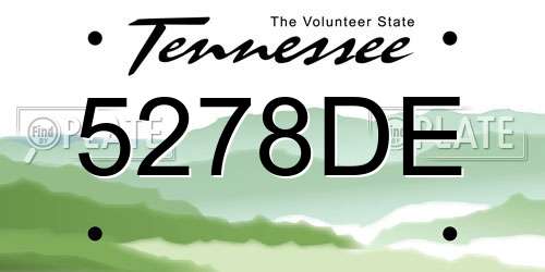 5278DE Tennessee License Plate