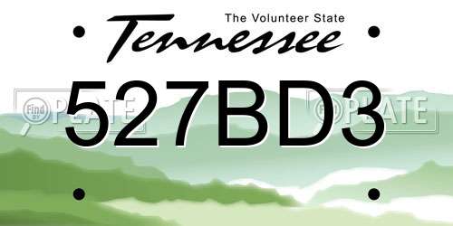 527BD3 Tennessee License Plate