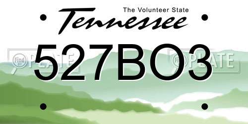 527BO3 Tennessee License Plate