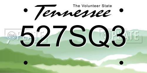 527SQ3 Tennessee License Plate