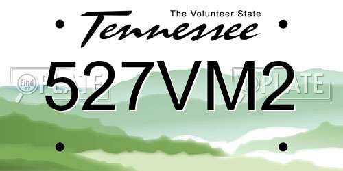 527VM2 Tennessee License Plate