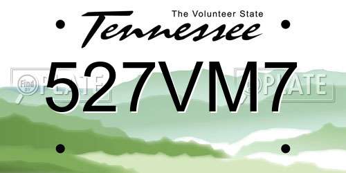 527VM7 Tennessee License Plate