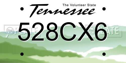 528CX6 Tennessee License Plate