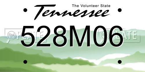 528M06 Tennessee License Plate