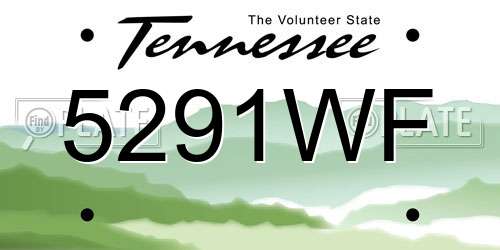 5291WF Tennessee License Plate