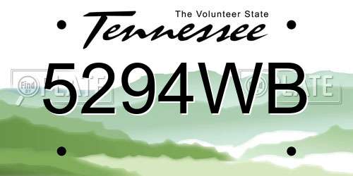 5294WB Tennessee License Plate
