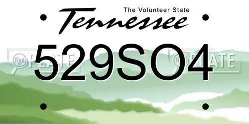 529SO4 Tennessee License Plate