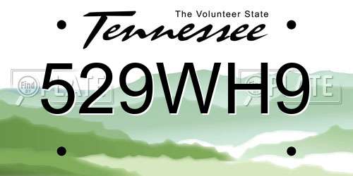 529WH9 Tennessee License Plate