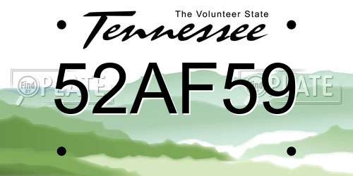 52AF59 Tennessee License Plate