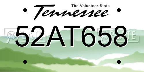 52AT658 Tennessee License Plate