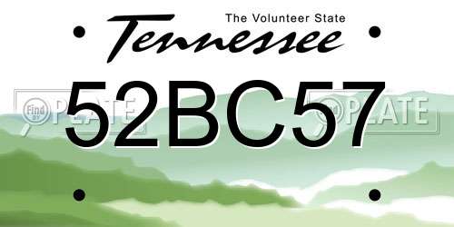 52BC57 Tennessee License Plate