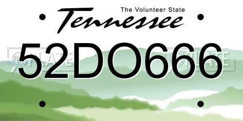 52DO666 Tennessee License Plate