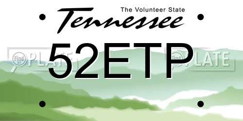 52ETP Tennessee License Plate