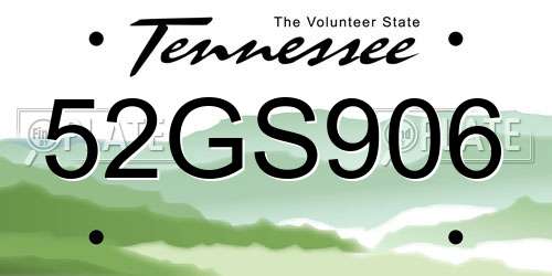 52GS906 Tennessee License Plate