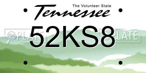 52KS8 Tennessee License Plate