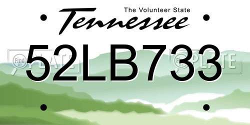 52LB733 Tennessee License Plate