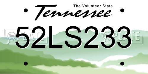52LS233 Tennessee License Plate