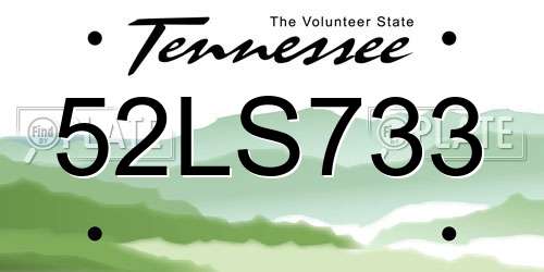 52LS733 Tennessee License Plate
