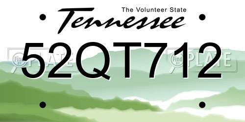 52QT712 Tennessee License Plate