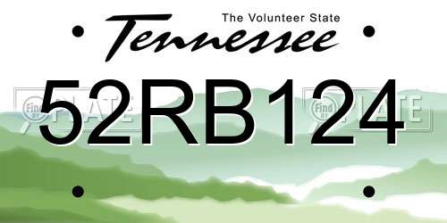 52RB124 Tennessee License Plate