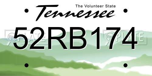 52RB174 Tennessee License Plate