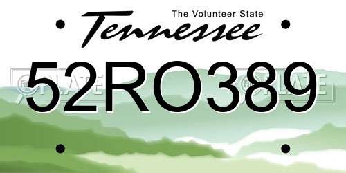 52RO389 Tennessee License Plate