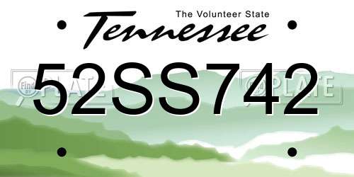 52SS742 Tennessee License Plate