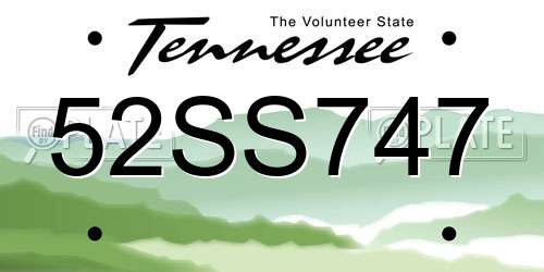 52SS747 Tennessee License Plate